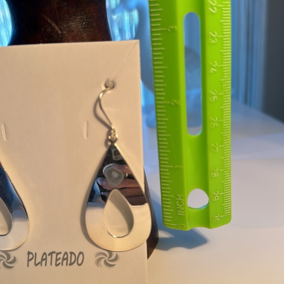 Oval Silver Drop Earrings | Open | NWT - Picture 3 of 3